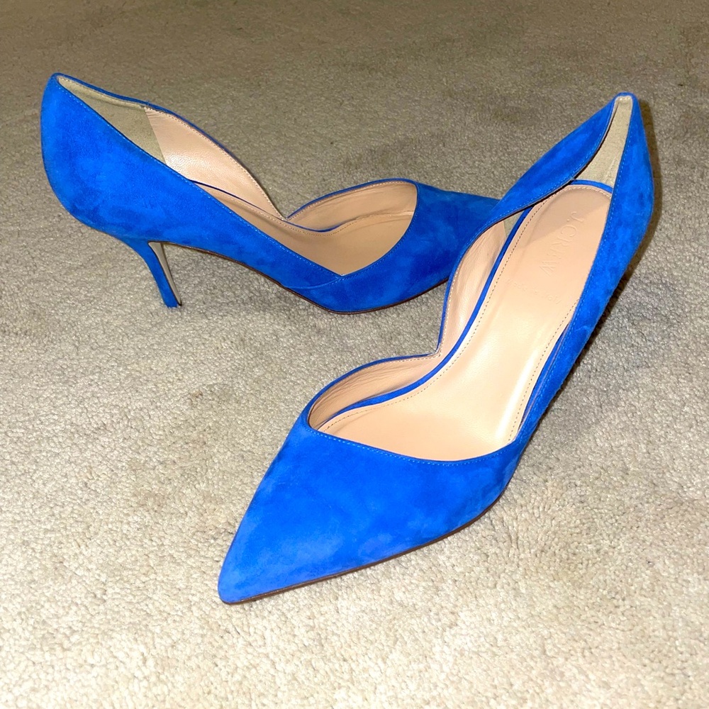 Royal blue J Crew leather and suede heels